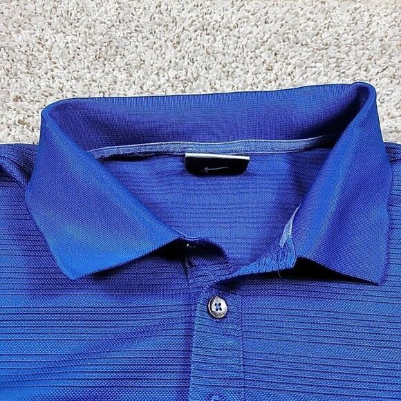 Nike Golf Polo Shirt Mens XL Blue Black Performance DriFit Short Sleeve Striped - Picture 5 of 7
